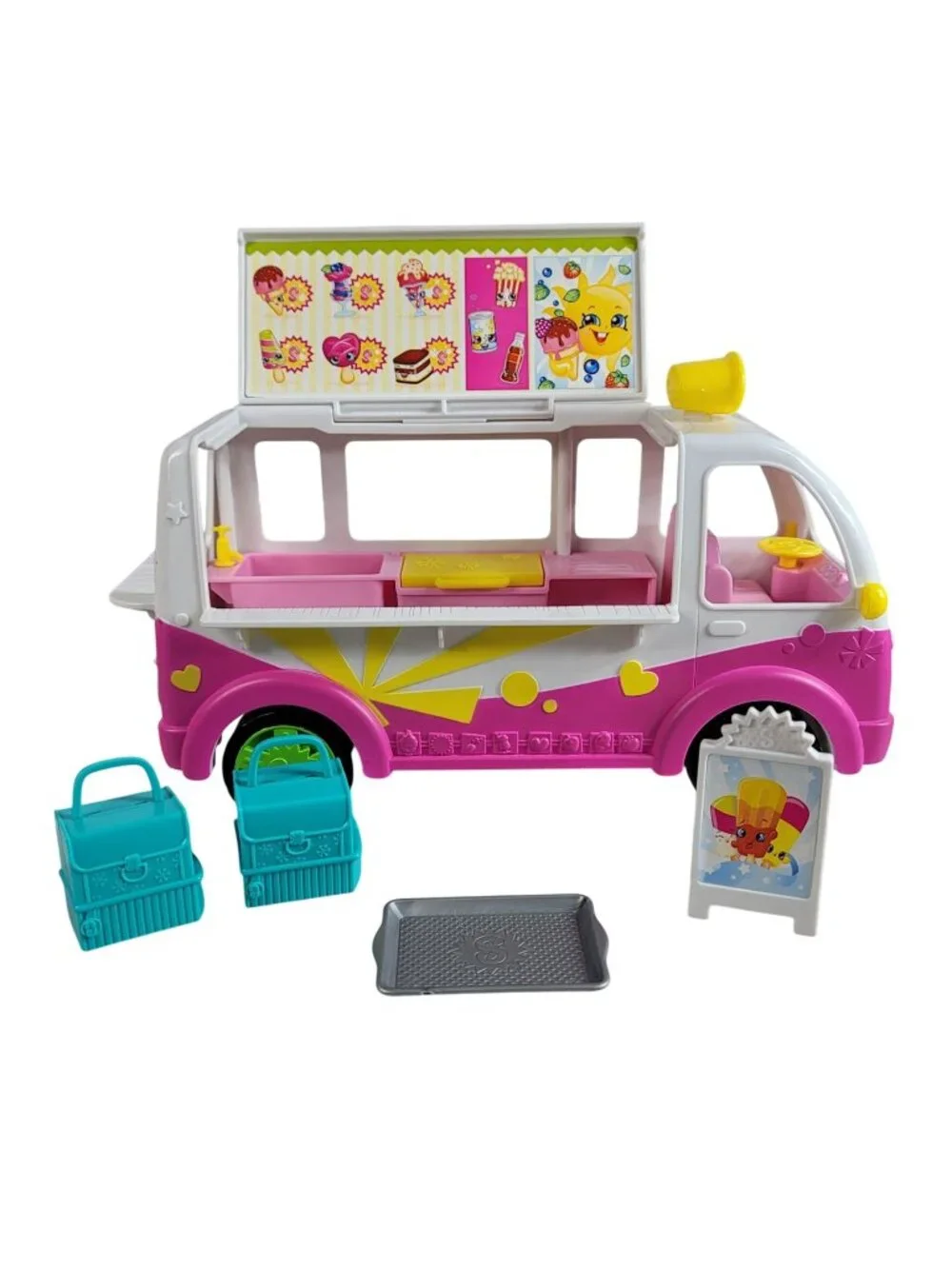 Shopkins Scoop Ice Cream Truck S3 Food Fair Tray 2 Cooler Bags Sign Retired 2015